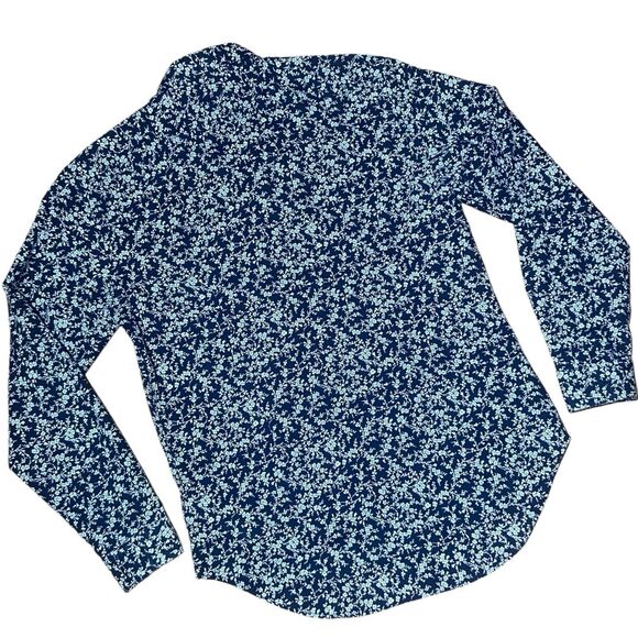 ZARA MEN Tailored Fit Long Sleeve Button Shirt Size L Navy Blue White Floral - Picture 7 of 12